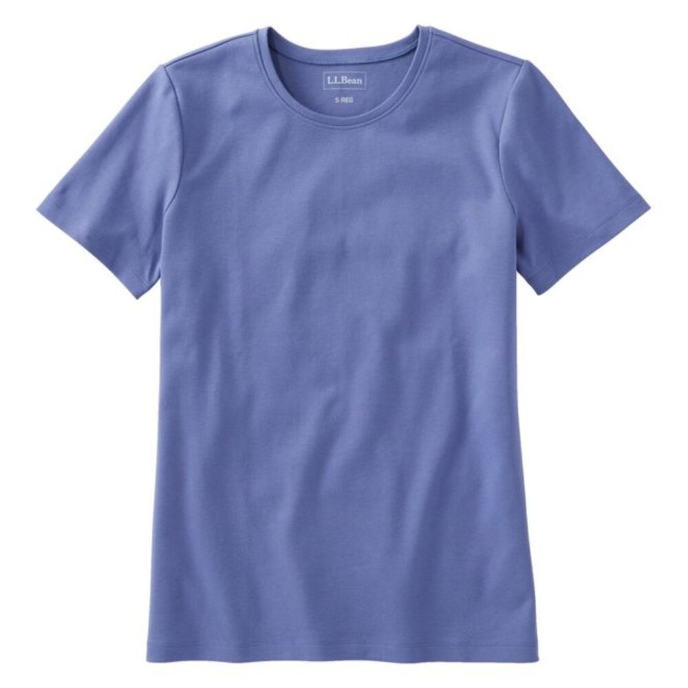 EUC L.L. Bean Crewneck All-Cotton Short Sleeve Women's Regular Large Larkspur